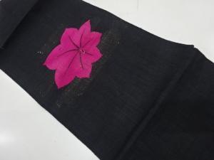 花模様織り出し　名古屋帯